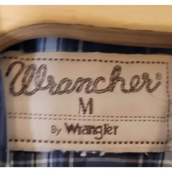 Wrangler Wrancher Pearl Snap Blue Plaid Western Shirt Size Men's Medium - Picture 6 of 6
